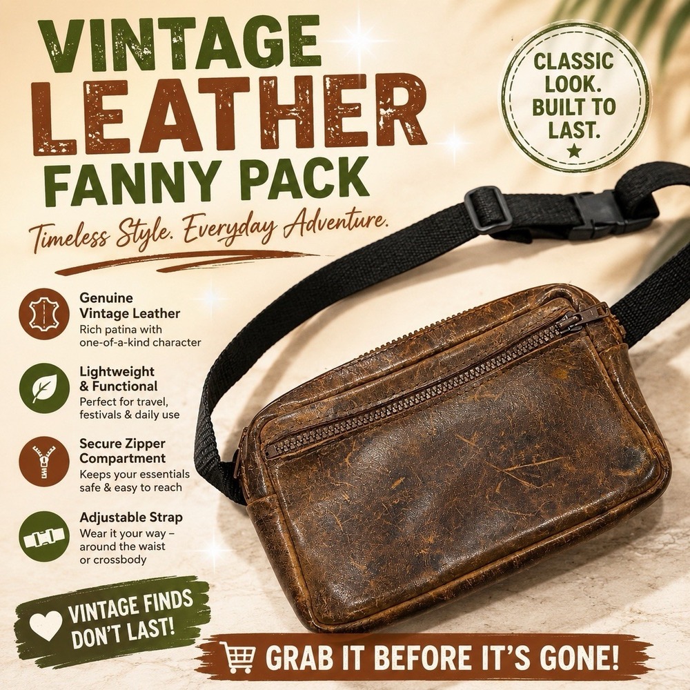 Vintage Branson Bennett Leather Fanny Pack Waist Belt Bag Brown Distressed USA